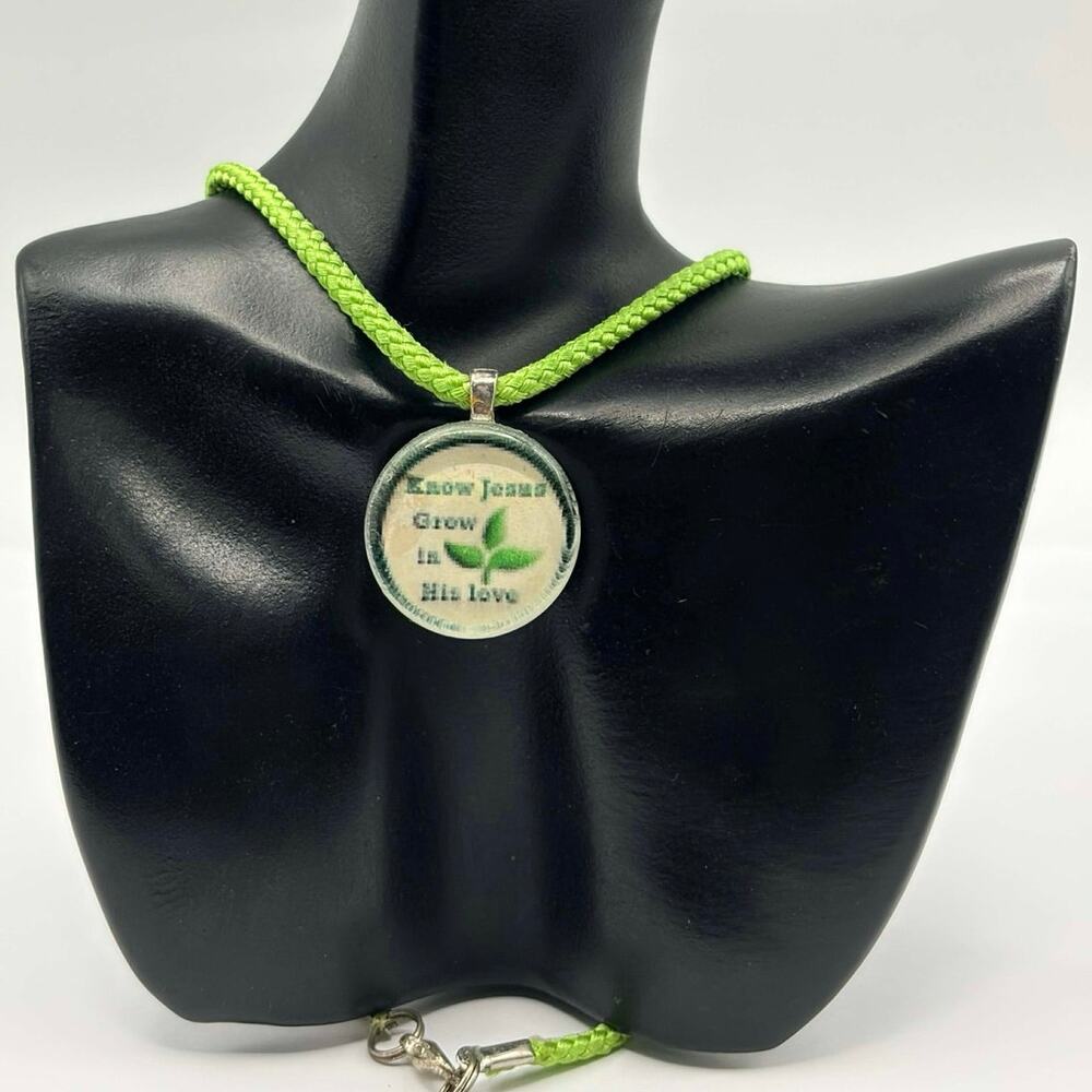 Green Leaf Jesus Necklace